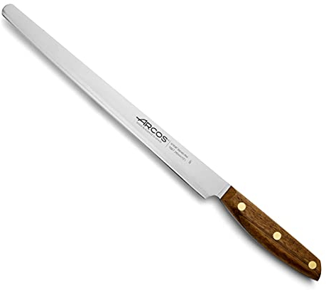Arcos Coltello da Taglio per Prosciutto in Acciaio Inossidabile – Coltello da Cucina Professionale per Cucinare, Manico in Legno Ovengkol 100% Naturale FSC e Lama da 250 mm – Serie Nordika