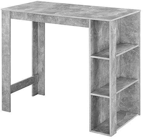 [en.casa] Bartisch Danderyd Bistrotisch Esstisch 120 x 60 x 106 cm Küchentheke mit 3 Ablagefächern Stehtisch Bartheke für Esszimmer Wohnzimmer Küche Betonoptik