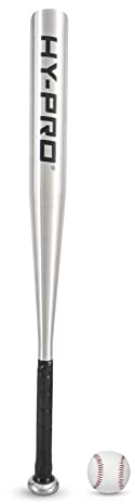 Hy-Pro Baseballschläger und Ball-Set, Aluminium, 66 cm, robuster Griff und Glatte Metallschläger-Oberfläche, silberfarben