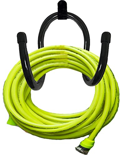 Supporto per tubo da giardino con montaggio a parete, in metallo, può contenere facilmente 150 tubi da 150 cm, gancio regolabile (può contenere 9,1 kg), perfetto per recinzione a catena e montaggio a