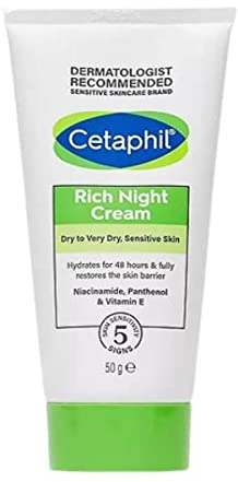 Cetaphil Rich Night Cream, 50g, For Dry To Very Dry, Sensitive Skin, With Niacinamide