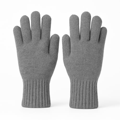 CLASSE77 - Guanti invernali in maglia in puro cachemire da uomo - Artigianali - Made in Italy (Grigio)