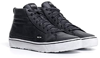 TCX - Street 3 WP, Scarpe da Moto in Pelle, Impermeabili con Protezioni, Uomo, Nero/Nero/Bianco, 43