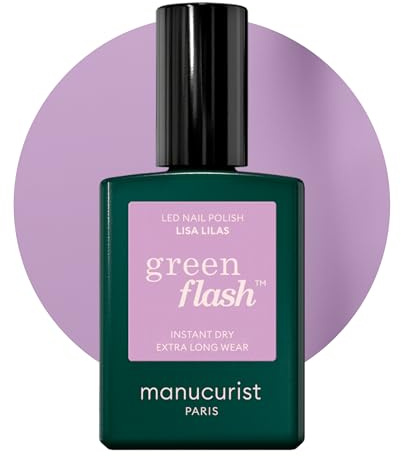 Manucurist Green Flash Pintauñas Semipermanentes Lisa Lilas - Gel Uñas Lila - Esmaltes Semipermanentes Para Uñas 12-free, de origen orgánico (84%) - Fabricado en Francia - 15 ml