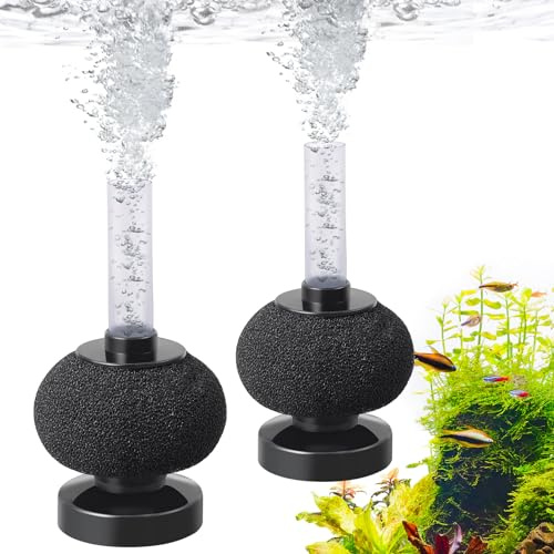 FEDOUR 2 Pack Aquarium Bio Sponge Filter: 10CM Mini Air-Powered Fish Tank Filter, Quiet Small Sponge Filter for up to 50L Fish Tank, Betta Tank, Shrimp Tank, Fry Tank, Breeding
