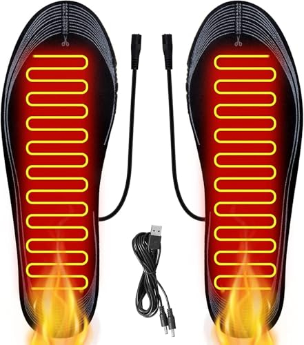 Beheizbare Einlegesohlen Wärmesohle Fußwärmer Sohlenwärmer Schuhheizung Beheizbare Sohlen Heizsohlen mit USB Heizung, Größe 35-45 (Zuschneidbar)