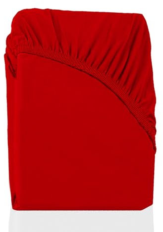 Spannbettlaken 200x200 cm Rot – Jersey, 100% Baumwolle, Gummizug – Bettlaken für Matratzen bis 30 cm Höhe, atmungsaktiv, weich & pflegeleicht