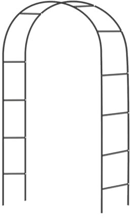 Black Large Size 2.4M Metal Archway Décor Roses and Vegetables Garden Decoration and Made of Powder-Coated Steel, Embellishment Climber Weatherproof 240 x 140 x 37 cm