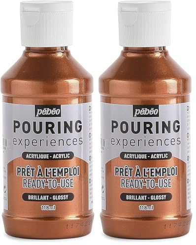 PEBEO Pouring Experiences-Ready-to-Use Premixed Acrylic Paint-Ideal for Fluid Art, Copper Metallic, 118 ml (Pack of 2)