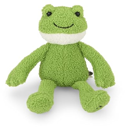 Petface (Little Petface) Finlay Frog Plush Dog Toy with Built-In Squeaker, Lightweight Puppy Toy (Pack of 1)