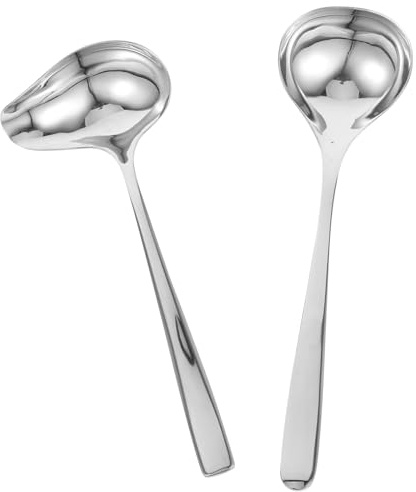 ULTECHNOVO Cucharón de Acero Inoxidable con Vertedor en Punta Cuchara para Salsa y Sopa con Mango Equilibrado para Cocina Doméstica y Restaurante