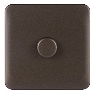 Schneider Electric Lisse Screwless Deco - Single Universal 2 Way Dimmer Light Switch, 400 W/VA, GGBL6012CMBS, Mocha Bronze