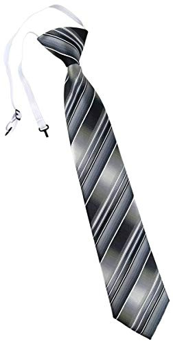 TigerTie Kinderkrawatte in grau silber anthrazit hellgrau gestreift - Krawatte vorgebunden mit Gummizug