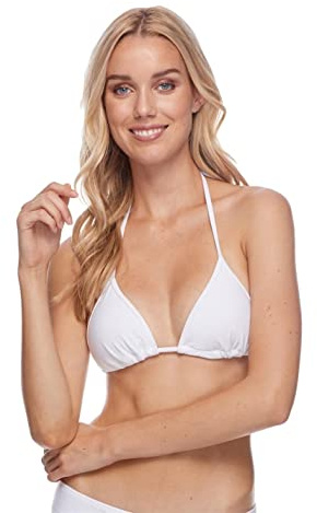 Body Glove Women's Smoothies DITA Solid Triangle Slider Bikini Top Swimsuit, Snow, Small
