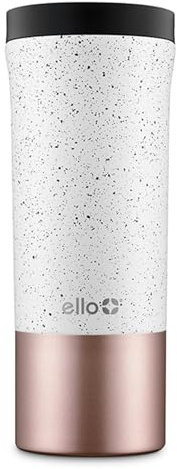 Ello Miri Vacuum Insulated Stainless Steel Travel Coffee Mug - Travel Tea Mug, 16 oz, Speckle Rosegold