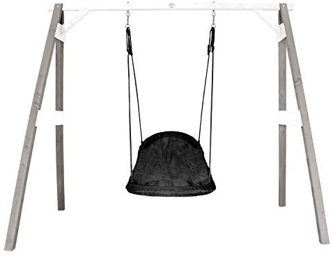 AXI Roxy Nest swing with frame of wood in grey & white | Free-standing swing for children with nest swing seat | Swing set for garden/outdoor only
