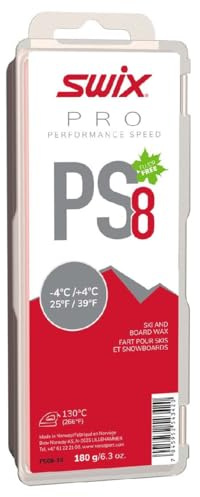 Swix PS8 Red Pro Speed Ski and Snowboard Iron-On Wax for Warmer Temperatures, 180g
