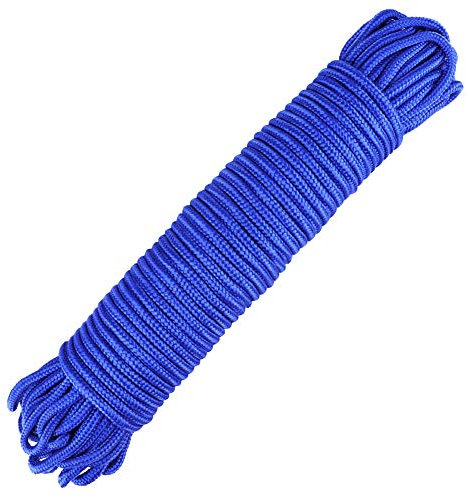 jijAcraft 6MM Royal Blue Nylon Rope: Thick Nylon Washing Line 30M Solid Binding Hanging Twisted Cord, Heavy Duty Rope for Garden, Hammock, Camping Trips, Marine Rigging