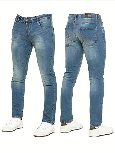 989Zé ENZO Jeans för män stretch smal passform denim byxor byxor EZ325 alla midjestorlekar, Ljusblått, 32W x 30L
