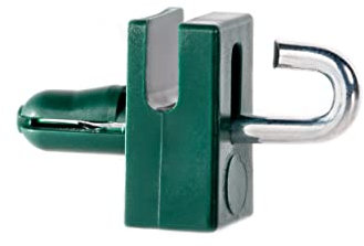 EMFA Supports de fil de tension avec clou à crochet pour clôture – lot de 10 pieces – Vert - Plastique polyéthylène – Accessoire pour grillage de jardin