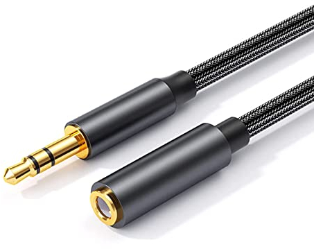 luoshaPUCY 5m Kopfhörer Verlängerungskabel, Klinke Audio Verlängerungskabel, 3.5mm Nylo Stereo Klinken Audio Aux Verlängerungskabel für Kopfhörer, Headset, Autoradios, Tablets (Schwarz)