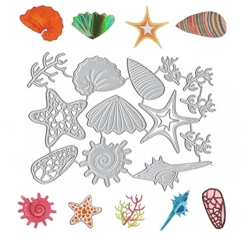 Metal Clam Starfish Conch Summer Ocean Die Cuts Cutting Dies Embossing Stencils Template Mould for Card Making Decoration and DIY Scrapbooking Album