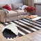 MY-RUG Fleckerlteppich 140 x 200 cm - Schwarz Weiß gestreift, handgewebt, recycelte Baumwolle als Flickenteppich und Wendeteppich, moderner Chindi Teppich Aarav Kelim Teppich