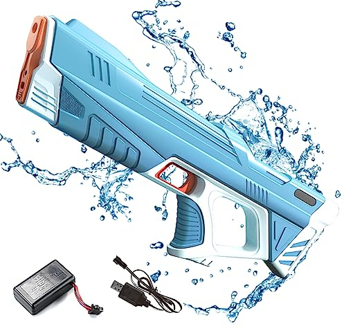 Elektrisch Wasserpistole für Kinder Erwachsene, Hohe Kapazität Wasserpistole, One Button, Spielzeug für Pool, Strand, Outdoor, Sommer, Wasserblaster, Kampfspielzeug auf dem Wasser, Blau