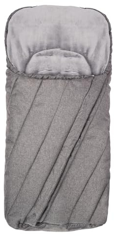 Premium Fußsack für Kinderwagen, Sportwagen und Buggy mit Rutschschutz, weiches Fleece, Leichter Thermo Winterfußsack mit Reißverschluss, Farbe: Grau