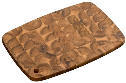 KESPER Tagliere professionale con foro per appenderlo, materiale: legno di acacia (fine legno), dimensioni: 40 x 28 x 2 cm, colore: marrone, naturale, 28153