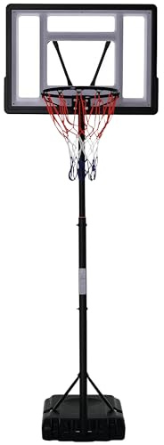 HOMCOM 5-7FT Height Adjustable Basketball Hoop and Stand, Freestanding Portable Basketball Hoop System with Fillable Base, Wheels, for Teens, Juniors, Adults, 1.55-2.1m