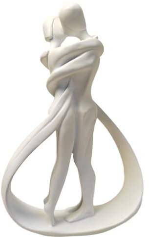 Statua Amanti,Statue Decorative,Decorazioni per Ufficio,Figura Decorative,Statuette Decorative Casa,Soggiorno Decorativo Moderno da Appoggiare,Scultura Astratta in Poliresina,Idea Regalo(Bianco)