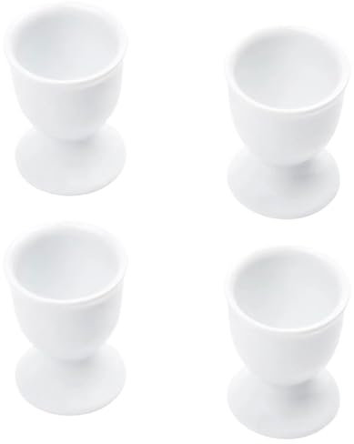 White Plastic Egg Cups Store for Kitchen Boiled Eggs Breakfast Set of 4