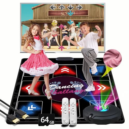 Tanzmatte für 1 Person mit Kamera, 64GB Karte, 650 Liedern, 1000 Spielen, 81 Musikvideos. Luxuriöses Geschenk für Jungen und Mädchen aus hochwertigem Flanell. Geeignet für den TV-Gebrauch