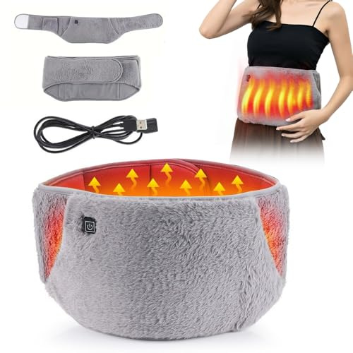 Almohadilla Electrica Lumbar, Afenau 2 en 1 Cinturón Dolor Menstrual con Bolsillos, 3 Temperaturas, Cinturón Térmico Lumbar para el Dolor de Espalda, Abdomen y Cintura
