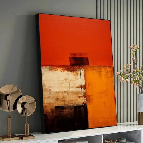 XBTYKPB Cuadro en lienzo con marco y textura roja, arte mural en lienzo, pintura minimalista, lienzo listo para colgar, mural de decoración contemporánea (70x100cm/marco interior)