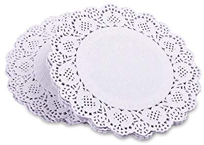 MUXItrade 100 Pz Centrini Merletti in Carta Effetto Pizzo Colore Bianco Per Alimenti Sotto Torta - Diametro 16,5cm