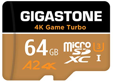 【5-Years Data Recovery】GIGASTONE Micro SD Card 64GB 4K Game Turbo, UHS-I A2 V30 U3 C10 Class 10 Nintendo-Switch Compatible, 4K UHD Video 95MB/s