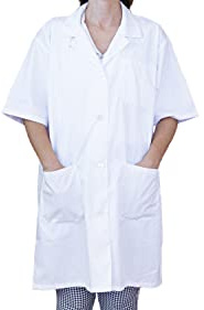 BSPOT Blouse médicale femme (de laboratoire, pour infirmière, pour médecin) à manches courtes, blanc, XL