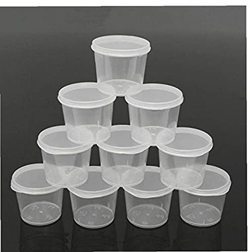 30pcs Slime Containers, 35ml Clear Plastic Sauce Pots with Lids Storage Containers for Slime Glue Spice Beads Toys