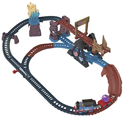 Fisher-Price HMC28 - Thomas & Friends Spielzeugeisenbahn-Set mit motorisiertem Thomas-Zug und Kippbrücke, 2,5 meter Schienen, Kristallhöhlen-Abenteuer-Set, Spielzeg für Kinder ab 3 Jahren
