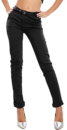 Toocool Pantaloni Donna Classici Eleganti Tasche Vita Bassa Invernali MS-2808 [M,Nero]
