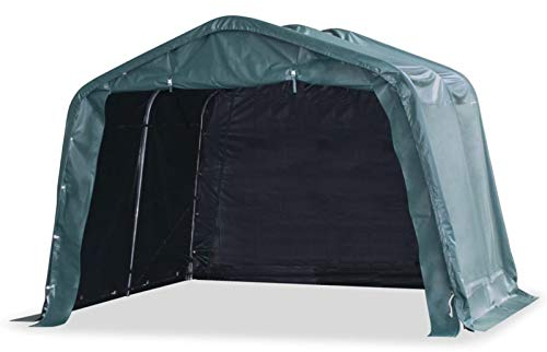 Tidyard betestält garagetält carport skydd lagertält garage tält betestuga hästinstalltak öppen stall, PVC 550 g/m² 3,3 × 3,2 m mörkgrön