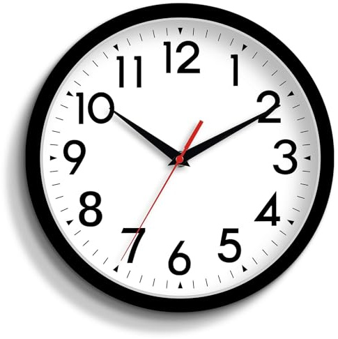 DAXSMY 14 Inch Wall Clock Large Battery Operated Big Silent Non Ticking Analog Clock Decorative for Living Room Office Kitchen Outdoor Classroom Bedroom Bathroom School(Black)
