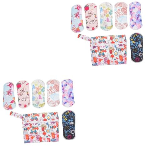 Healeved 2 Sätze Damenbinde Waschbare Inkontinenzeinlagen Wiederverwendbare Menstruationsbinden Rutschfeste Slipeinlagen Weiches Mama-höschen Wasserfeste Membran Sanitärtuch Mädchen Klein