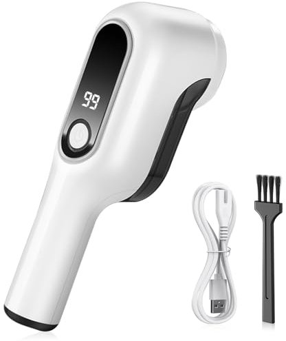 Grande rasoio elettrico per tessuti e levapelucchi – ricaricabile, regolabile a 3 velocità, lama a 6 foglie, display a LED, doppia protezione, grande capacità di stoccaggio, rimozione rapida lanugine,