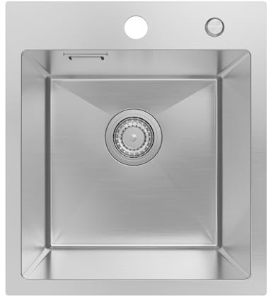 Sofetiy Lavello da cucina 40 x 45 cm, in acciaio inox 304 rettangolare, con sifone, lavabo da cucina per sottolavelli a partire da 40 cm di larghezza, 1 lavello da incasso in acciaio inox