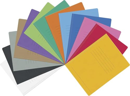 Conipa A4 File Folder with Labelling Field, PP Plastic Standard Stapler PVC-Free, Transparent Cover, Book for School, Office (Cardboard, Assorted, 13 Staplers)