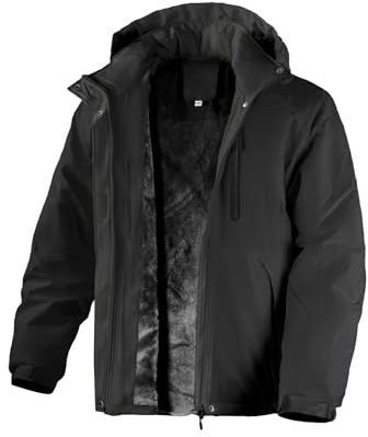 Flyplus Men's Winter Coats,Water Resistant Warm Insulated Hooded Parka Jacket with Fleece Lined for Snow Ski Hiking Travel