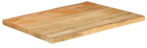 Eleganz Mesa de madera de mango maciza con borde de árbol, 90 x 60 x 3,8 cm, acabado natural para cocina, salón u oficina, duradero y respetuoso con el medio ambiente